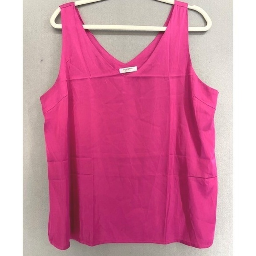 Zeagoo Womens Fuchsia Pink V-Neck Satin Camisole Tank Top‎ XL Sleeveless Blouse